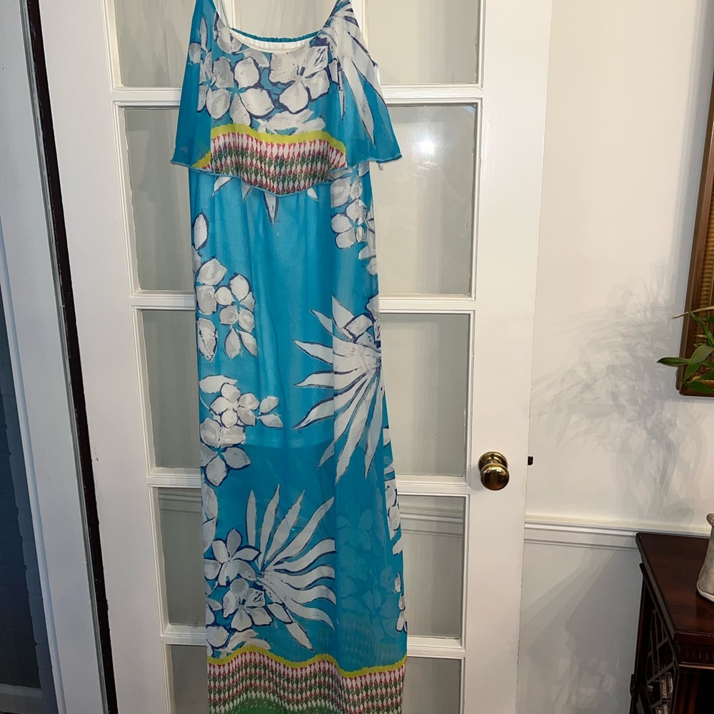Blue pattered maxi sundress